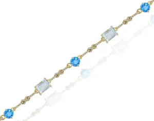 0.40ct Diamond, 3.81ct Amethyst and 2.38ct Blue Topaz Bracelet set in 14KT Yellow Gold / JBCB150034E
