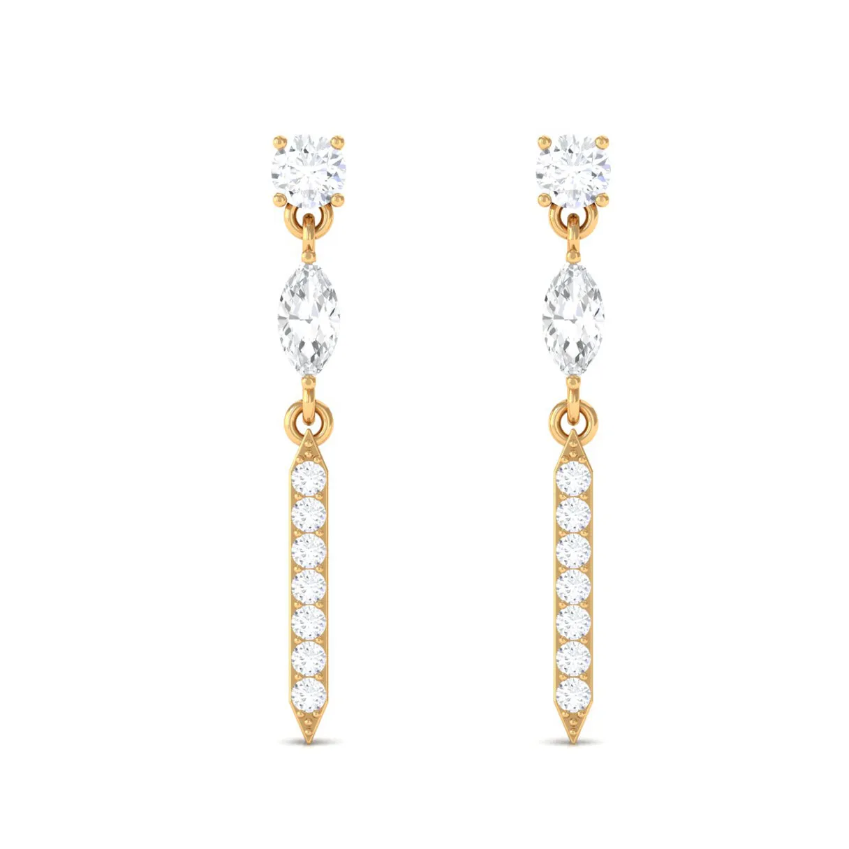 1 CT Moissanite Minimal Dangle Earrings with Screw Back