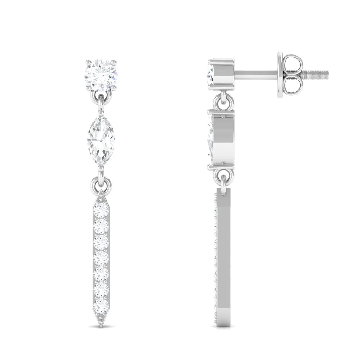1 CT Moissanite Minimal Dangle Earrings with Screw Back
