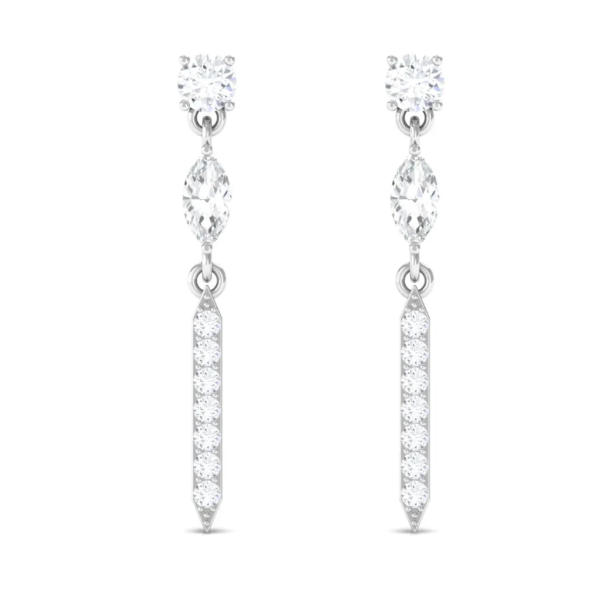 1 CT Moissanite Minimal Dangle Earrings with Screw Back