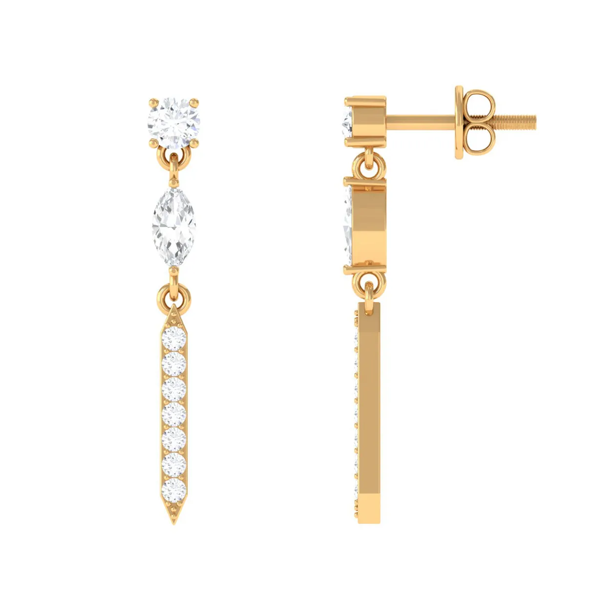 1 CT Moissanite Minimal Dangle Earrings with Screw Back