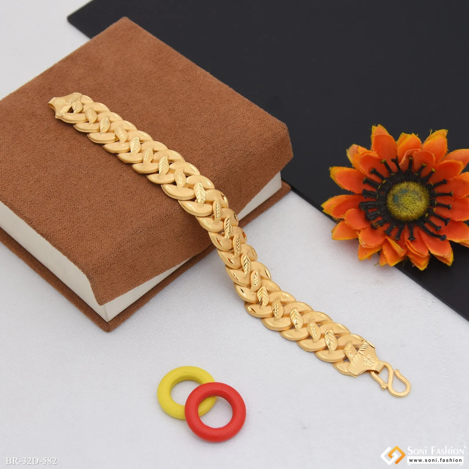 1 Gram Gold Plated Funky Design Pokal Bracelet for Men - Style D582