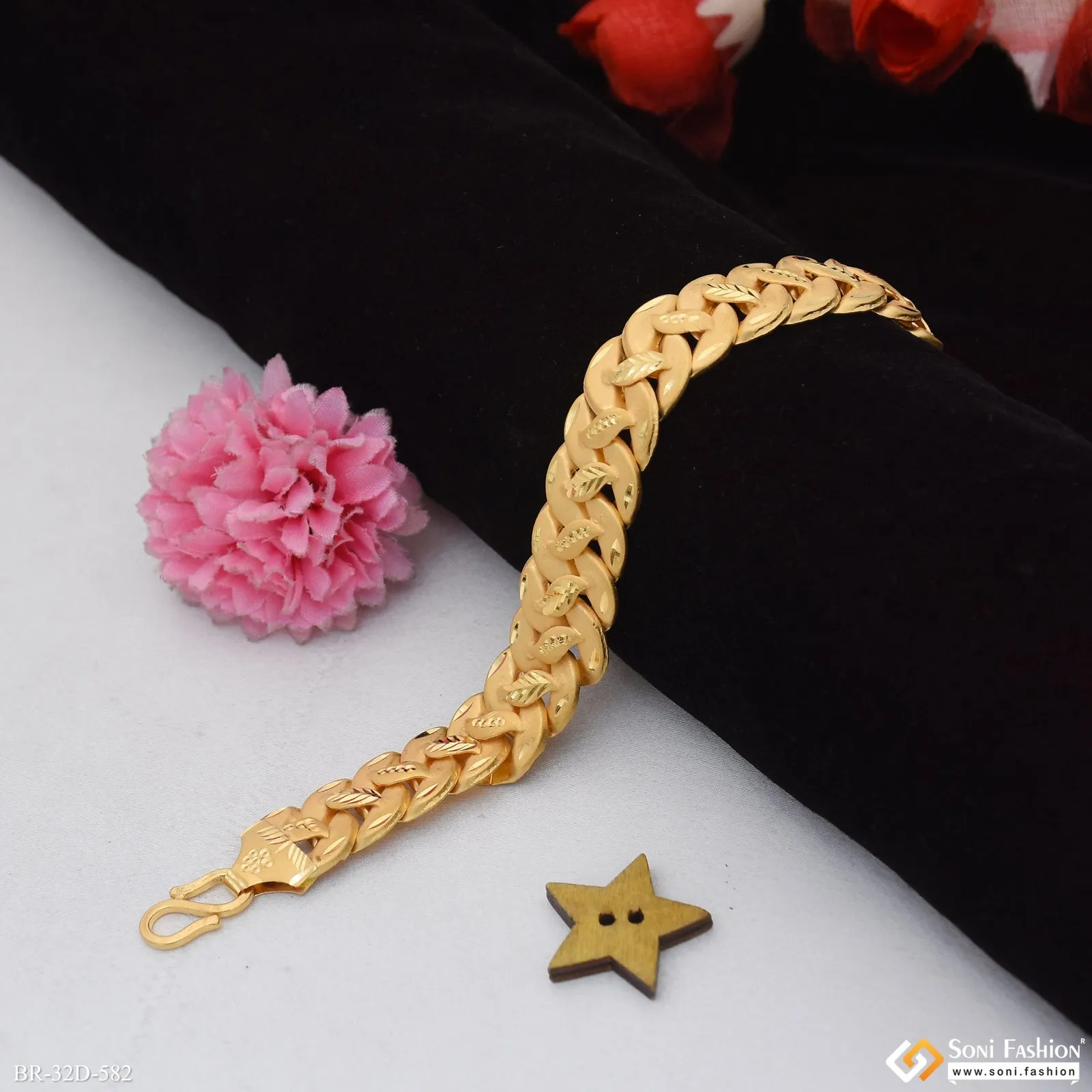 1 Gram Gold Plated Funky Design Pokal Bracelet for Men - Style D582