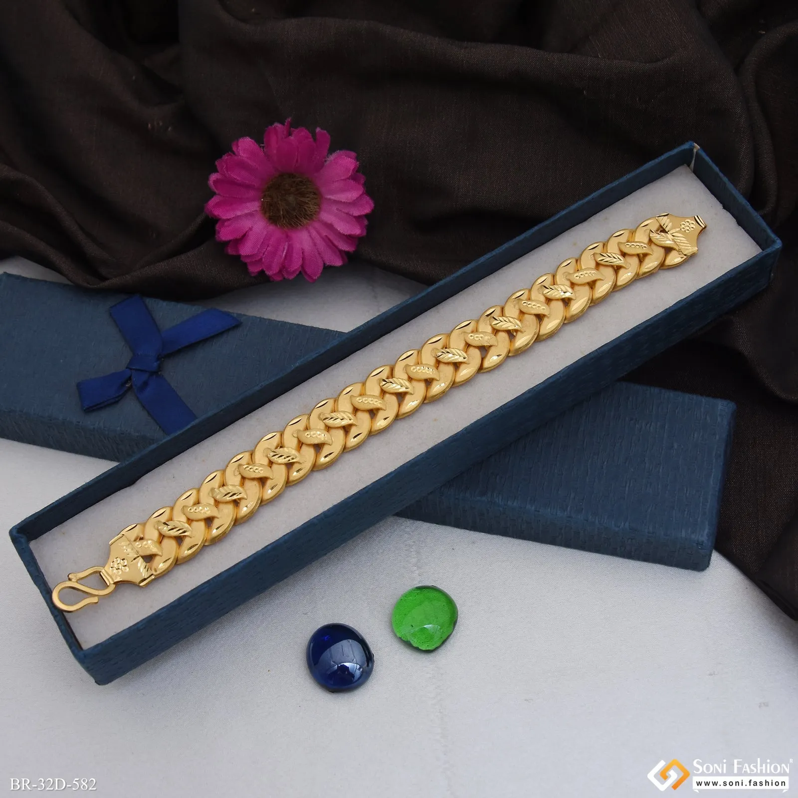 1 Gram Gold Plated Funky Design Pokal Bracelet for Men - Style D582
