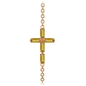 1.15 Carat 14K Solid Rose Gold Cross Bracelet Natural Citrine