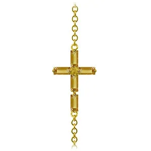 1.15 Carat 14K Solid Yellow Gold Cross Bracelet Natural Citrine