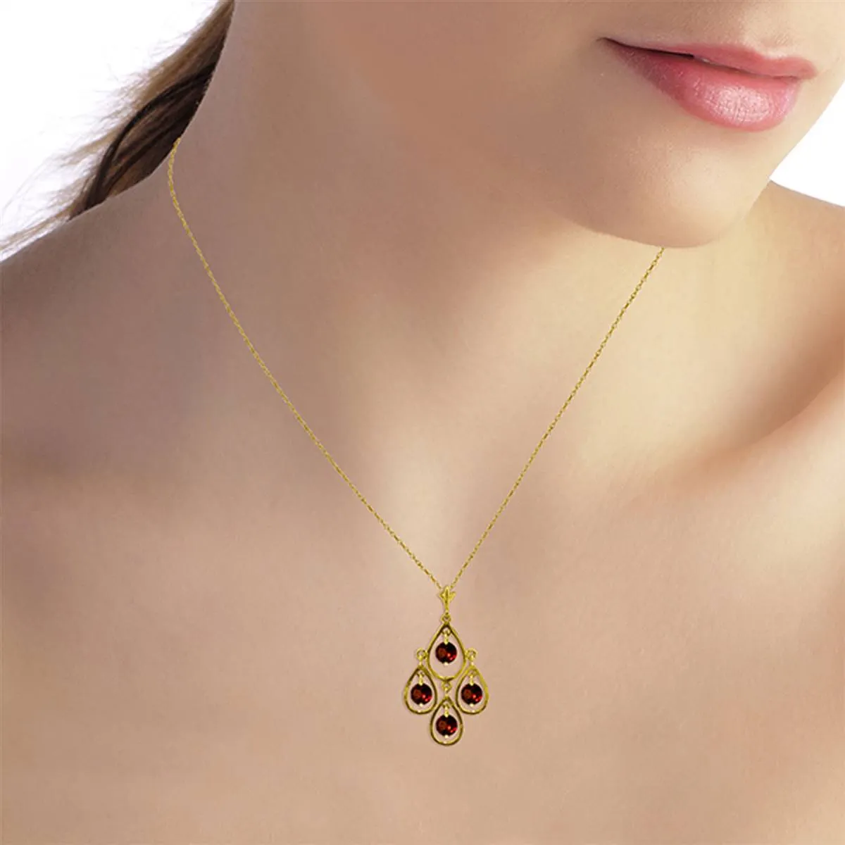 1.2 Carat 14K Solid Yellow Gold Lyrical Visionary Garnet Necklace