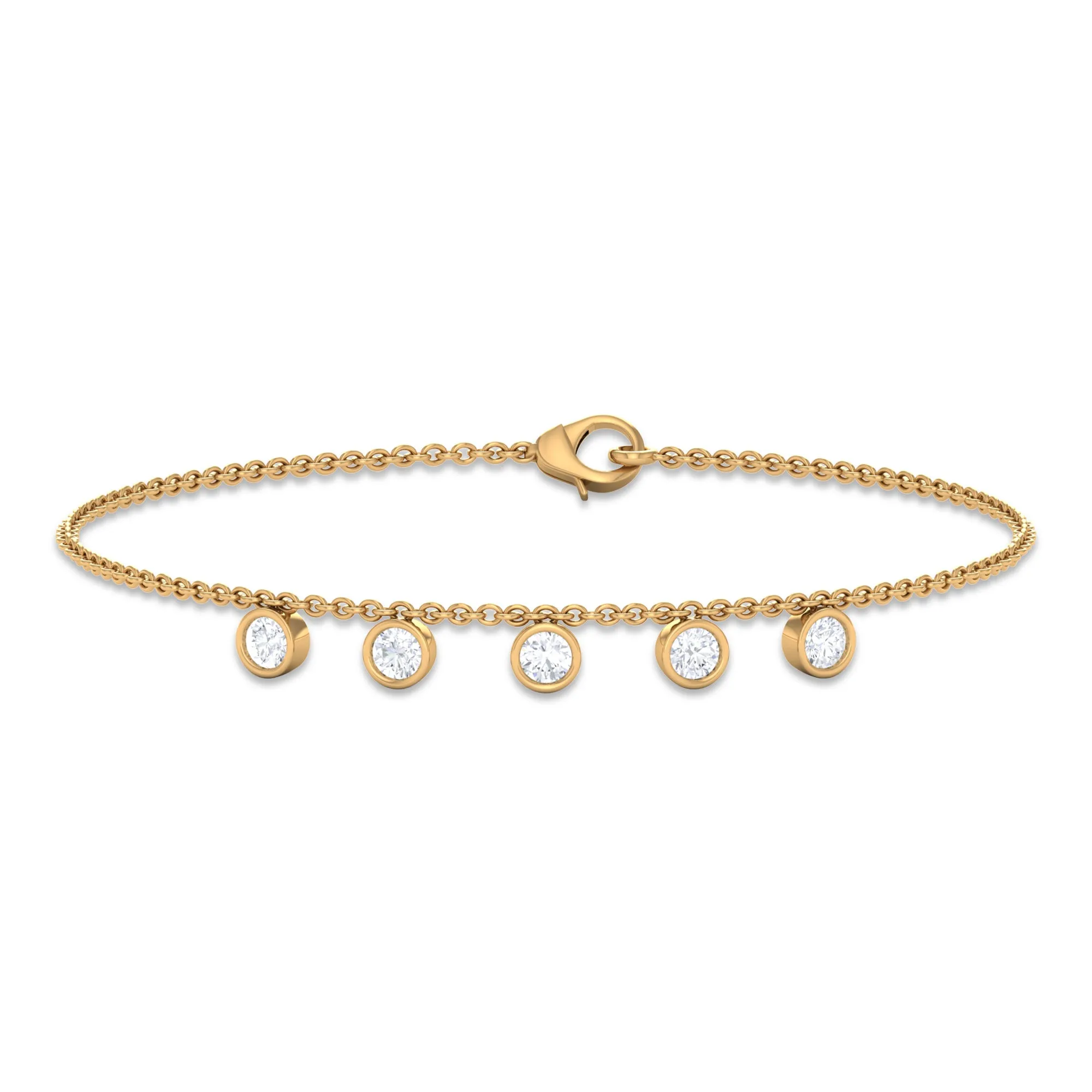 1/2 CT Bezel Set Round Zircon Station Chain Bracelet