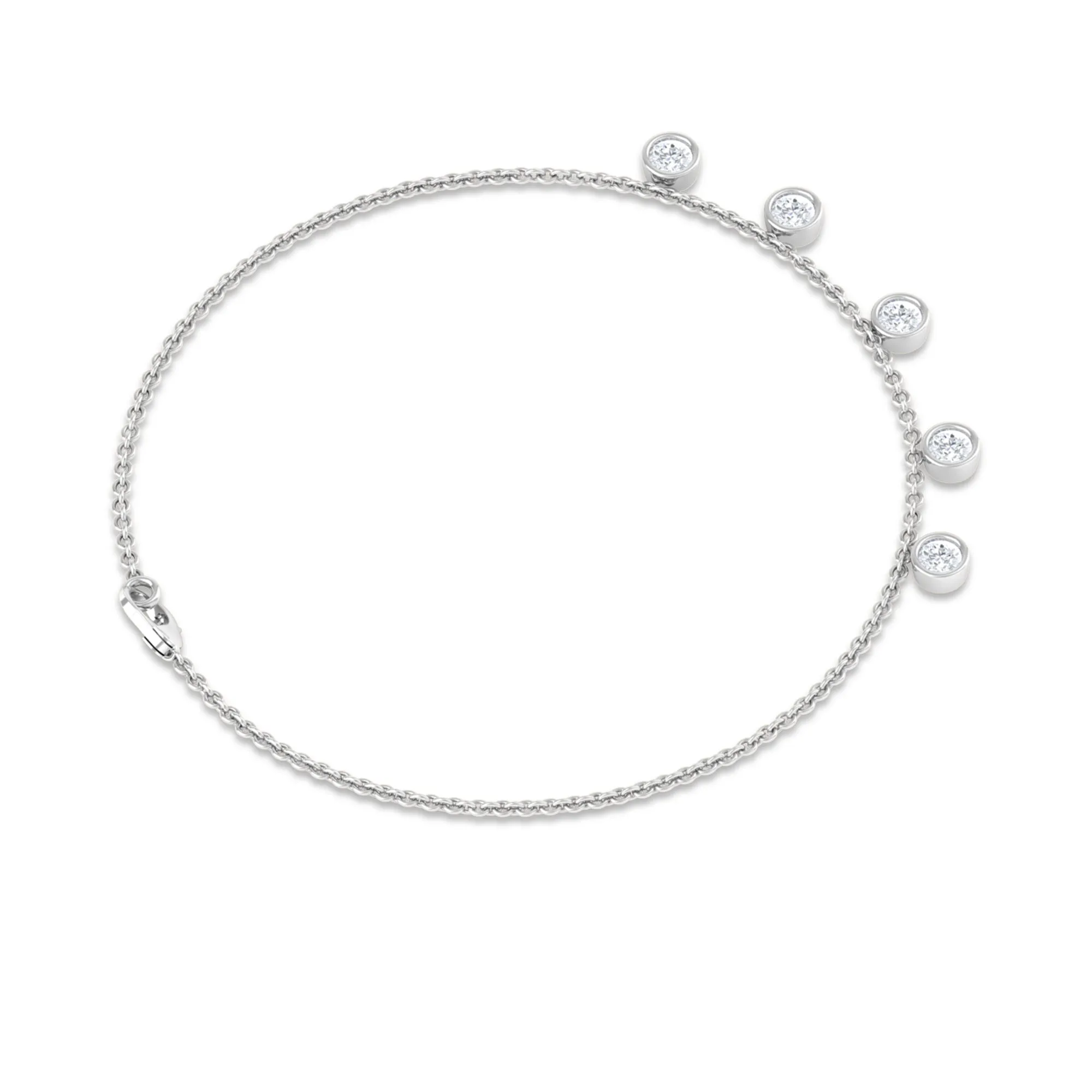 1/2 CT Bezel Set Round Zircon Station Chain Bracelet