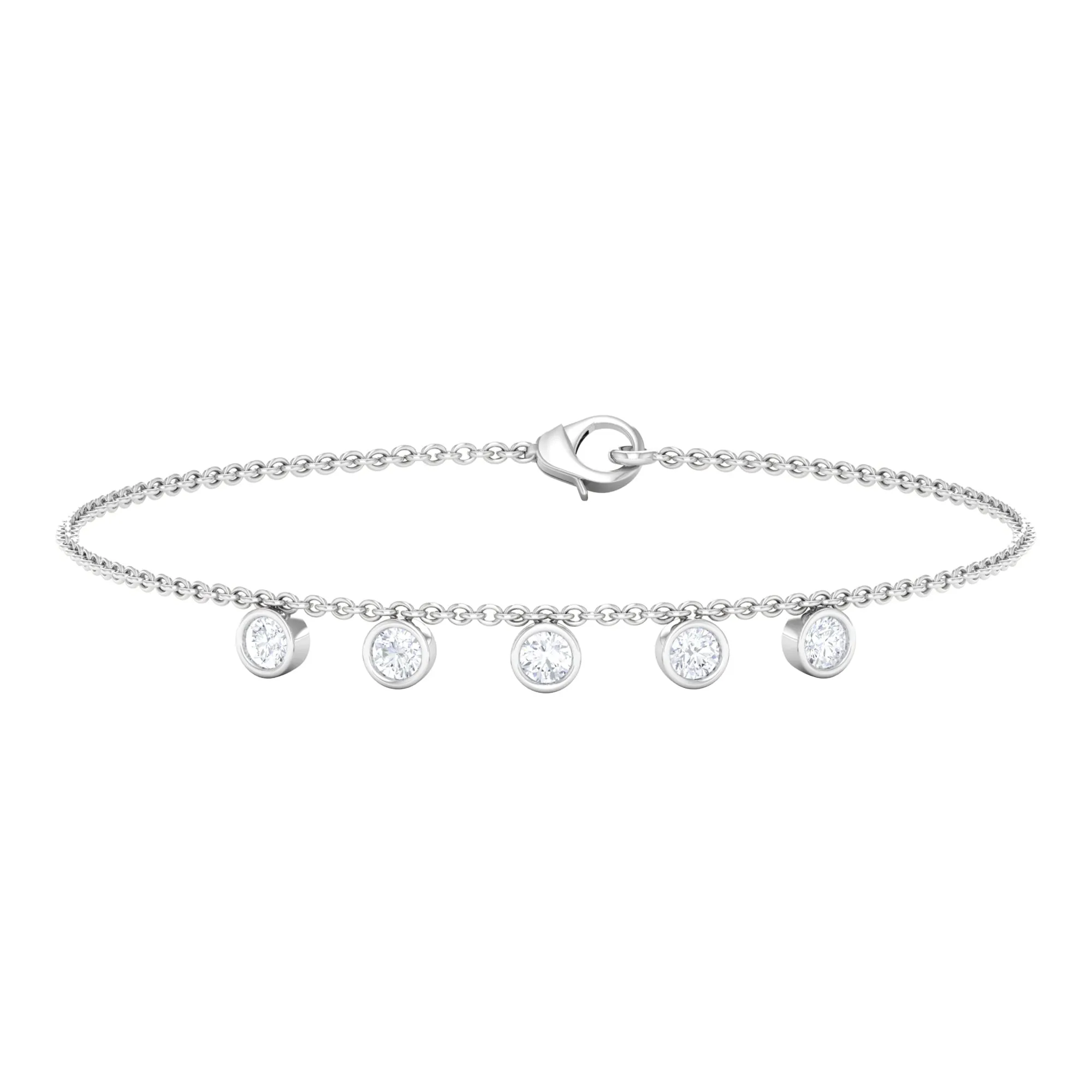 1/2 CT Bezel Set Round Zircon Station Chain Bracelet