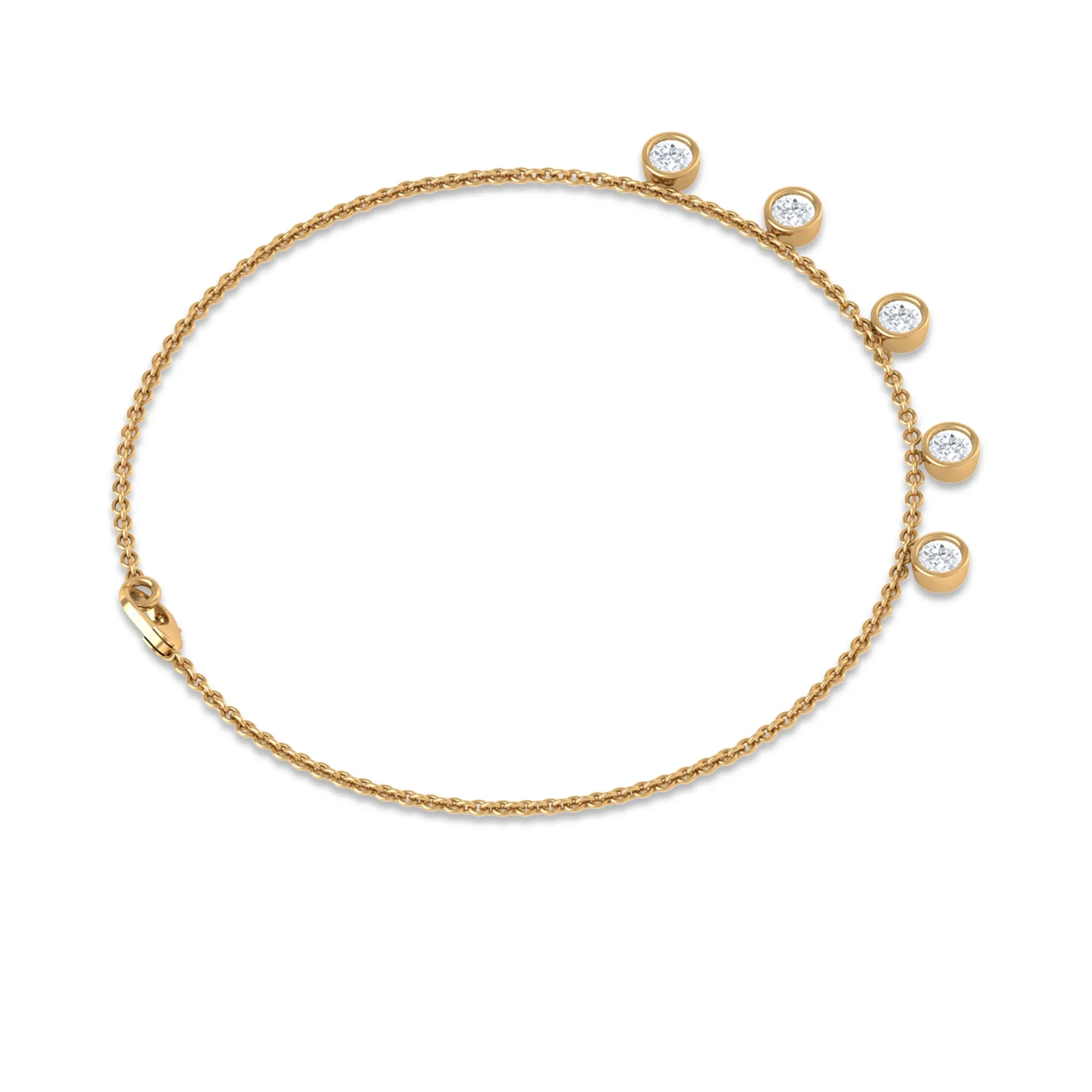 1/2 CT Bezel Set Round Zircon Station Chain Bracelet