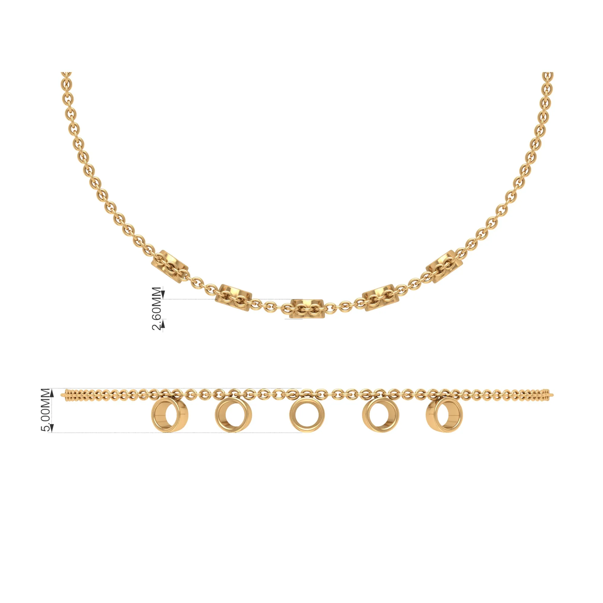 1/2 CT Bezel Set Round Zircon Station Chain Bracelet