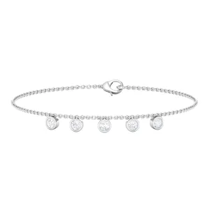 1/2 CT Bezel Set Round Zircon Station Chain Bracelet