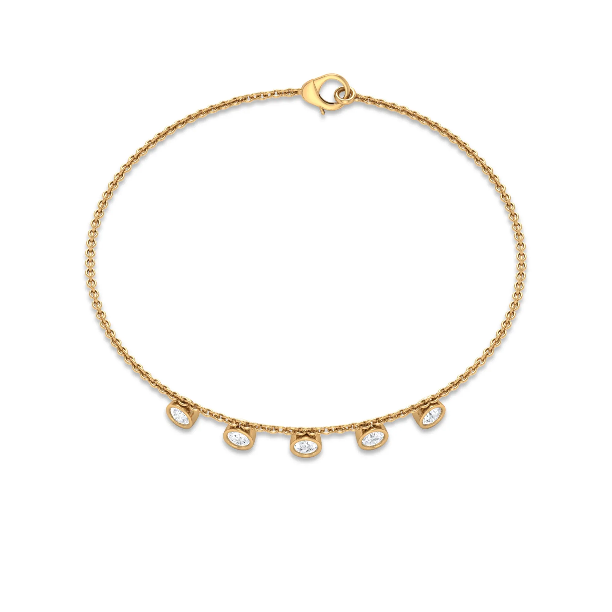 1/2 CT Bezel Set Round Zircon Station Chain Bracelet
