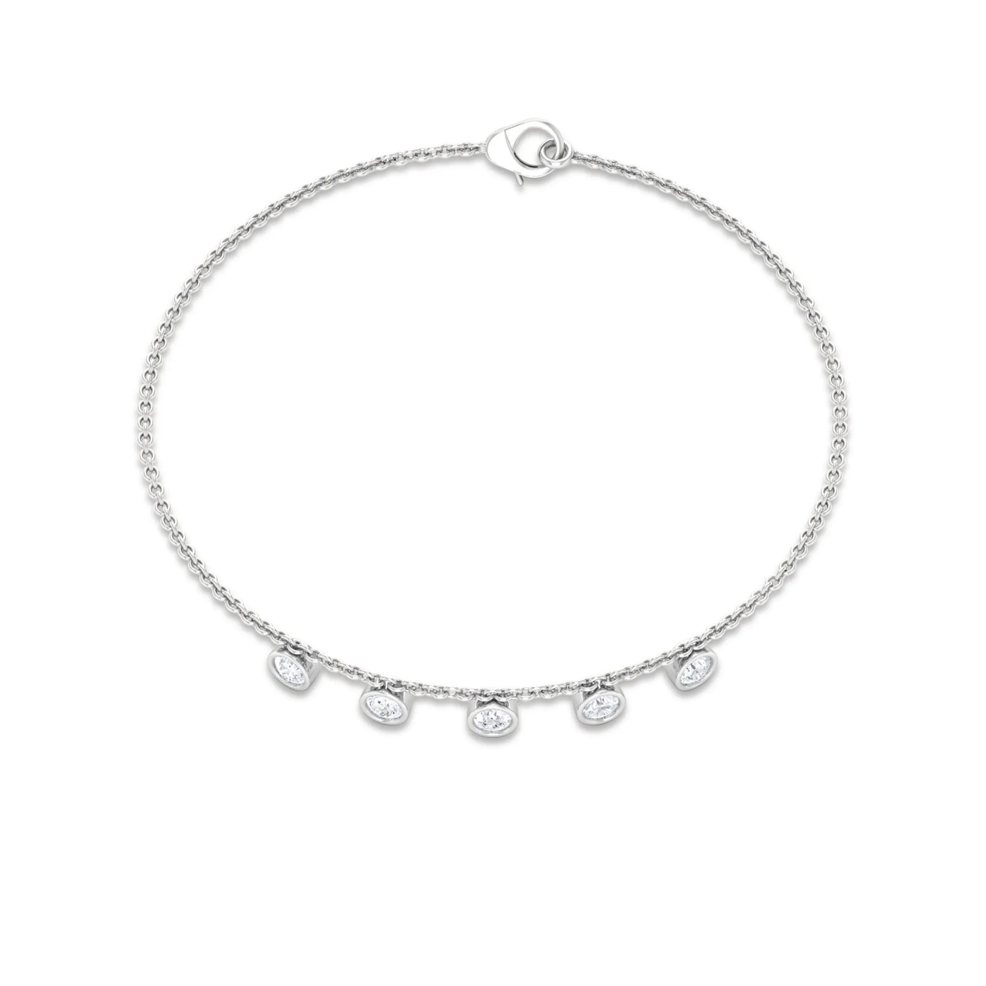 1/2 CT Bezel Set Round Zircon Station Chain Bracelet