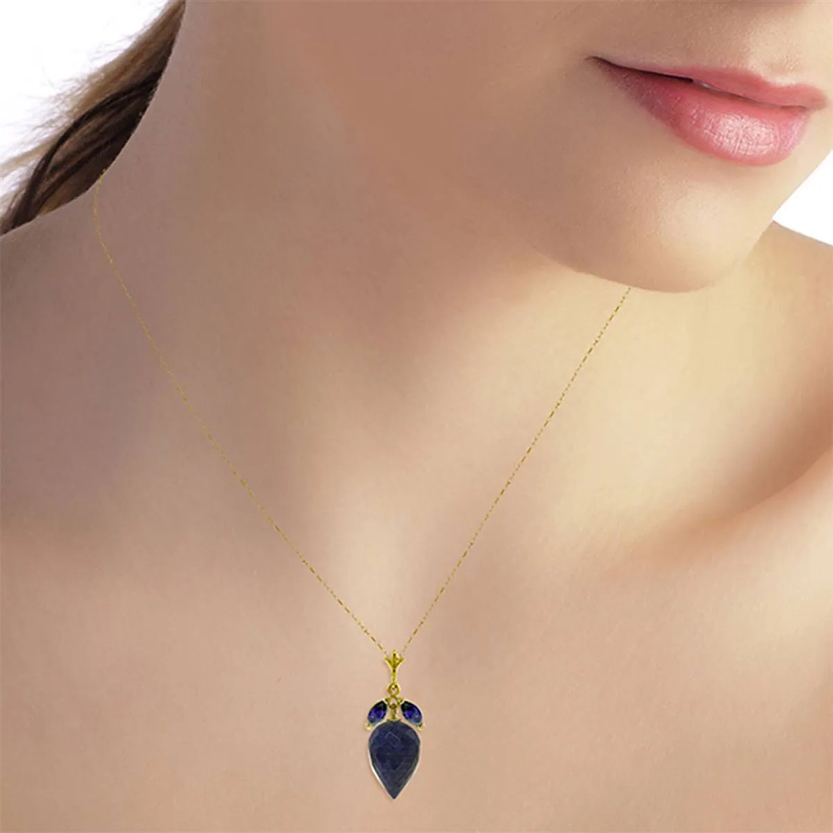 13.4 Carat 14K Solid Yellow Gold Bedtime Story Sapphire Necklace