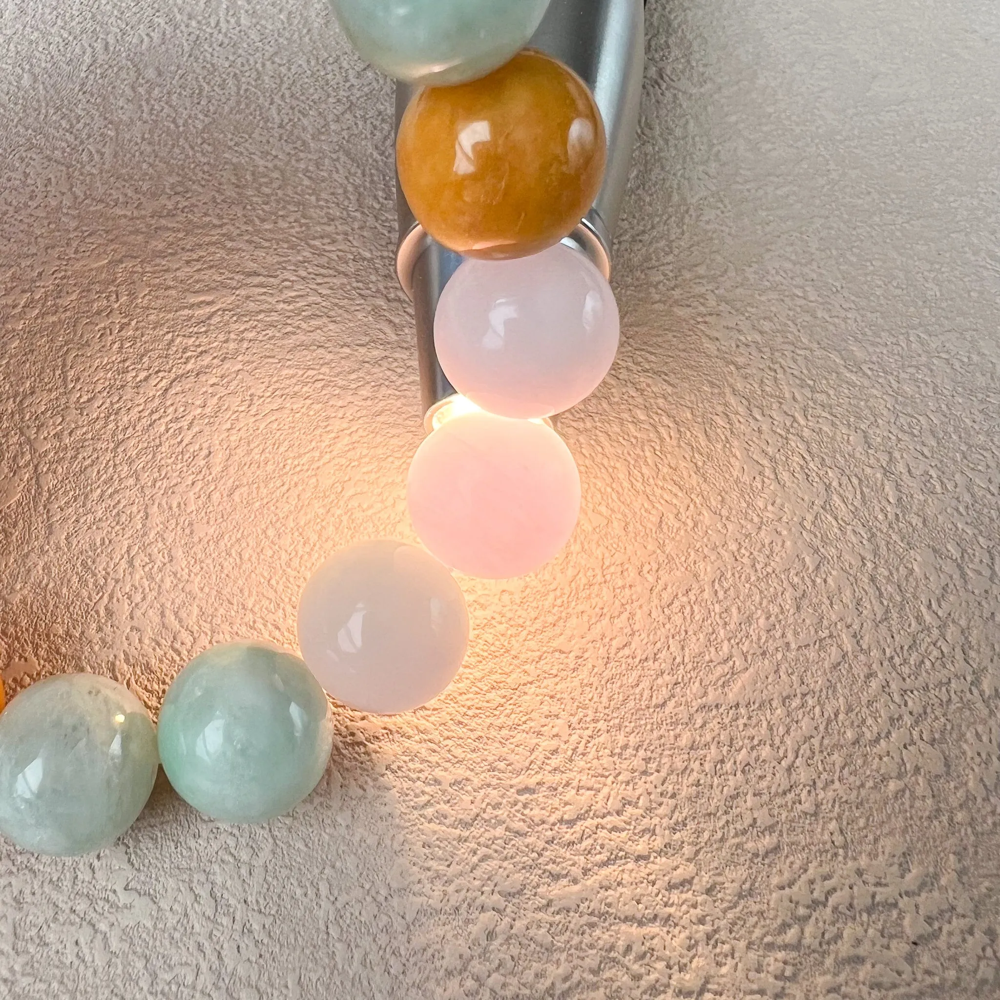 13.5 mm Jadeite Jade Light Lavender Purple and Green Yellow Bracelet, LZG-0822-3335705