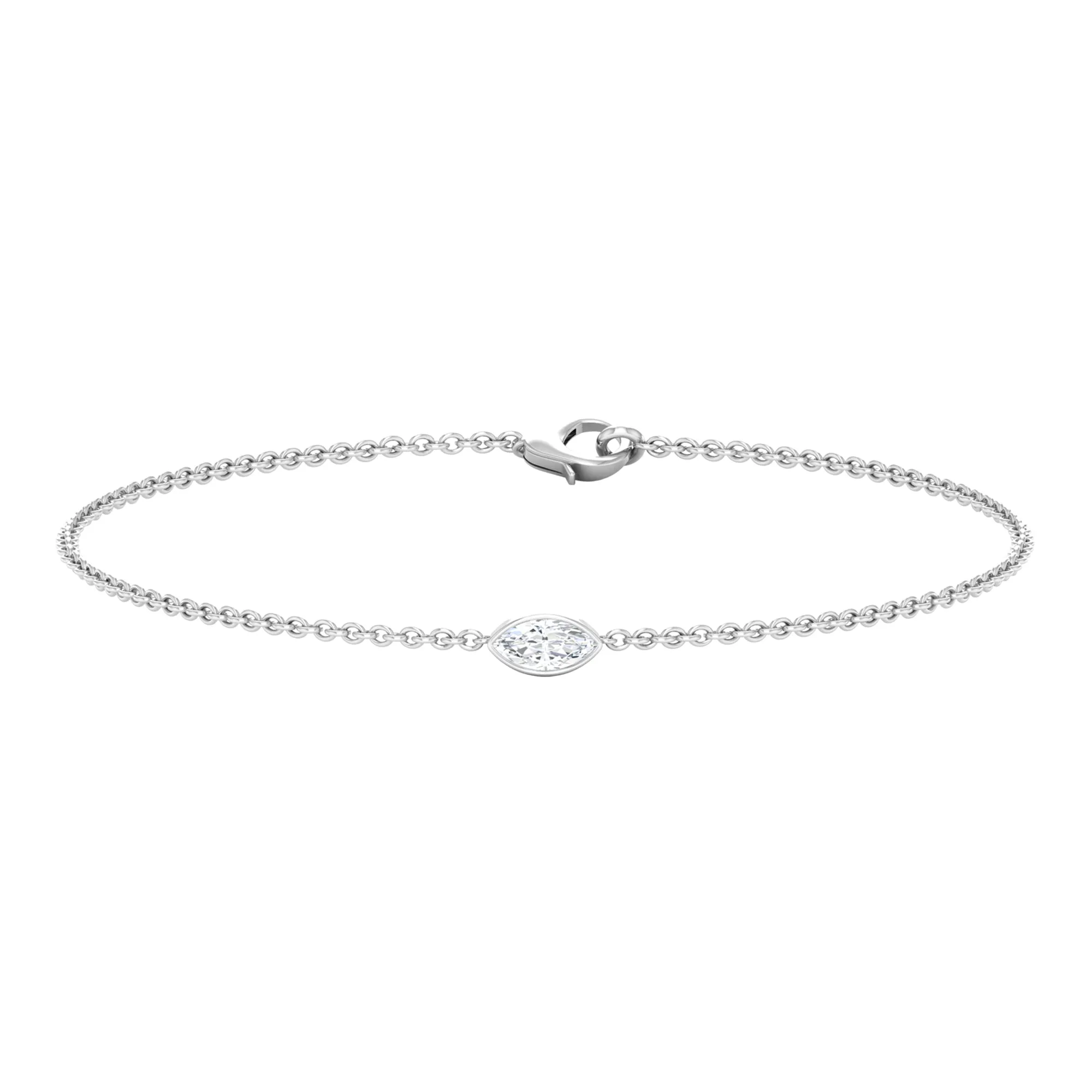 1/4 CT Bezel Set Marquise Zircon Solitaire Chain Bracelet