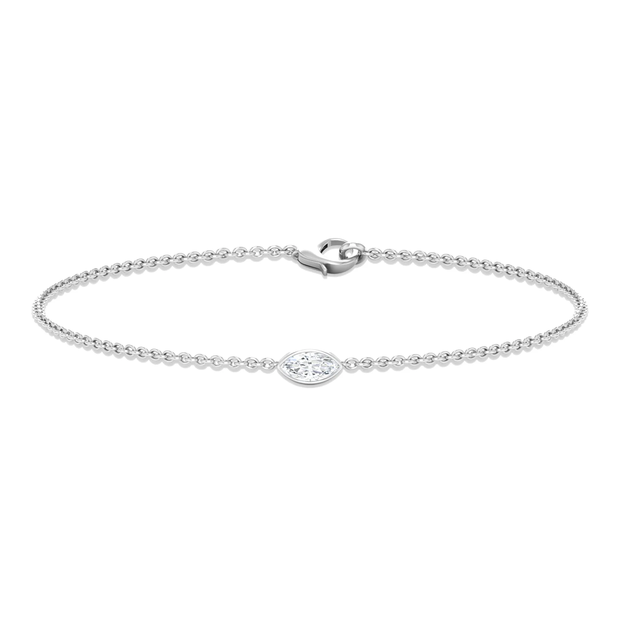 1/4 CT Bezel Set Marquise Zircon Solitaire Chain Bracelet
