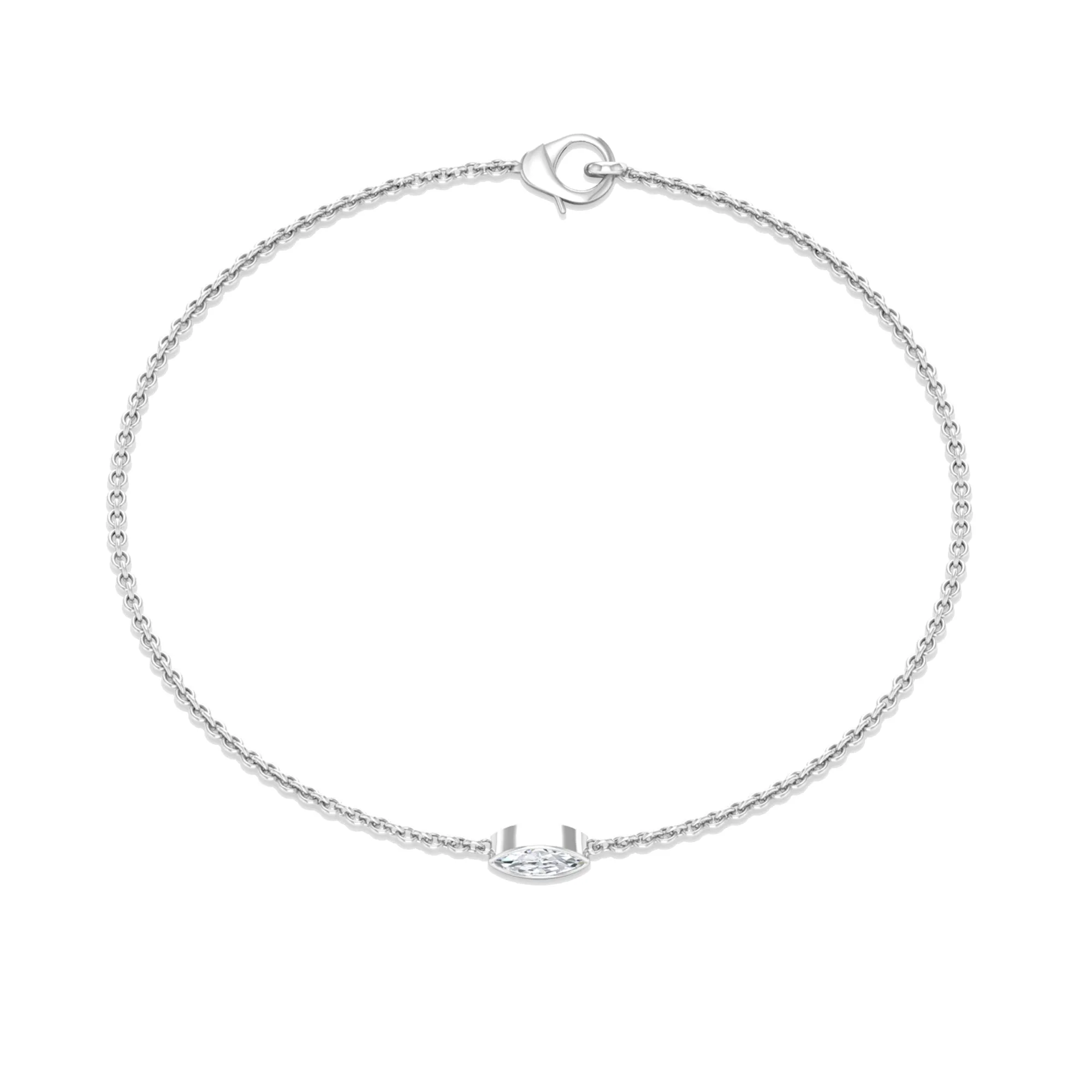 1/4 CT Bezel Set Marquise Zircon Solitaire Chain Bracelet