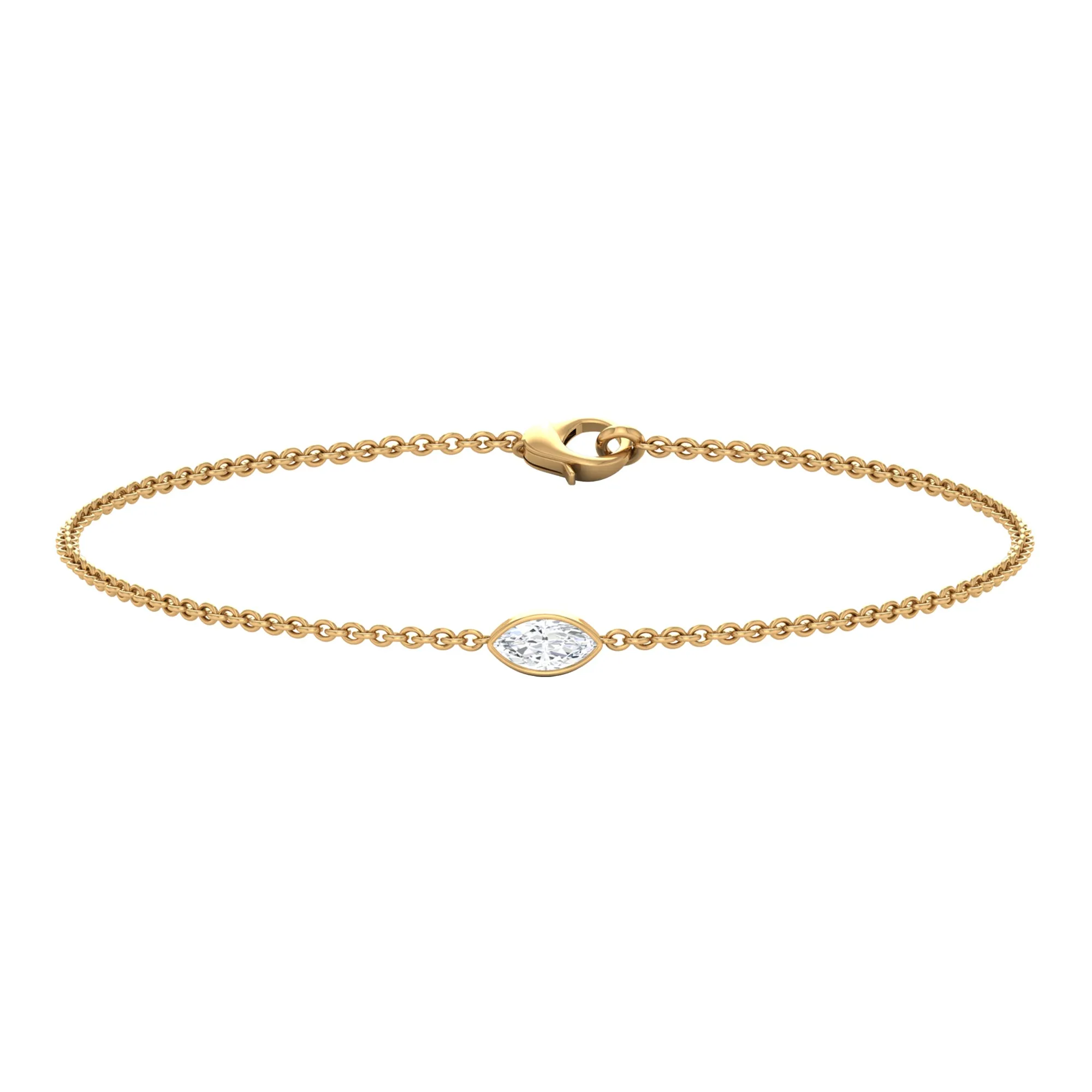 1/4 CT Bezel Set Marquise Zircon Solitaire Chain Bracelet