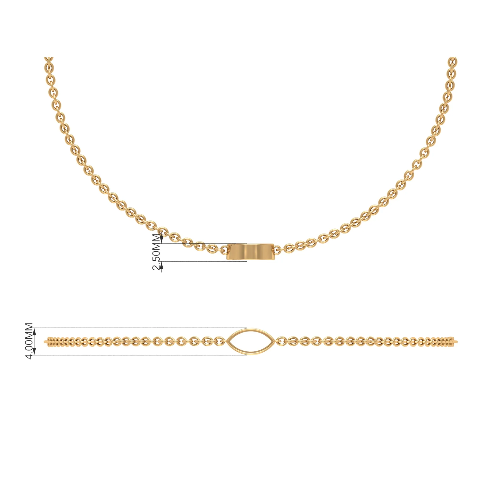1/4 CT Bezel Set Marquise Zircon Solitaire Chain Bracelet