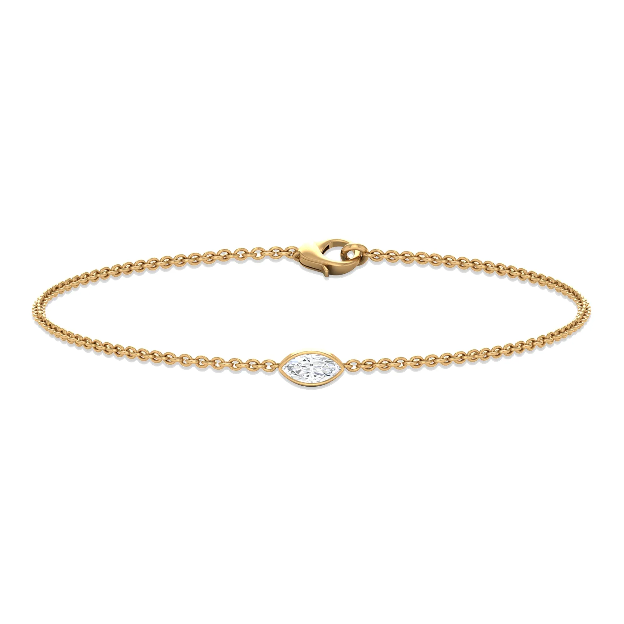 1/4 CT Bezel Set Marquise Zircon Solitaire Chain Bracelet