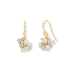 14 Karat Gold Plated White and Grey Cultured Freshwater Pearl Earrings