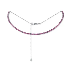 14k Gold & Pink Sapphire Choker Necklace - 3.90ct