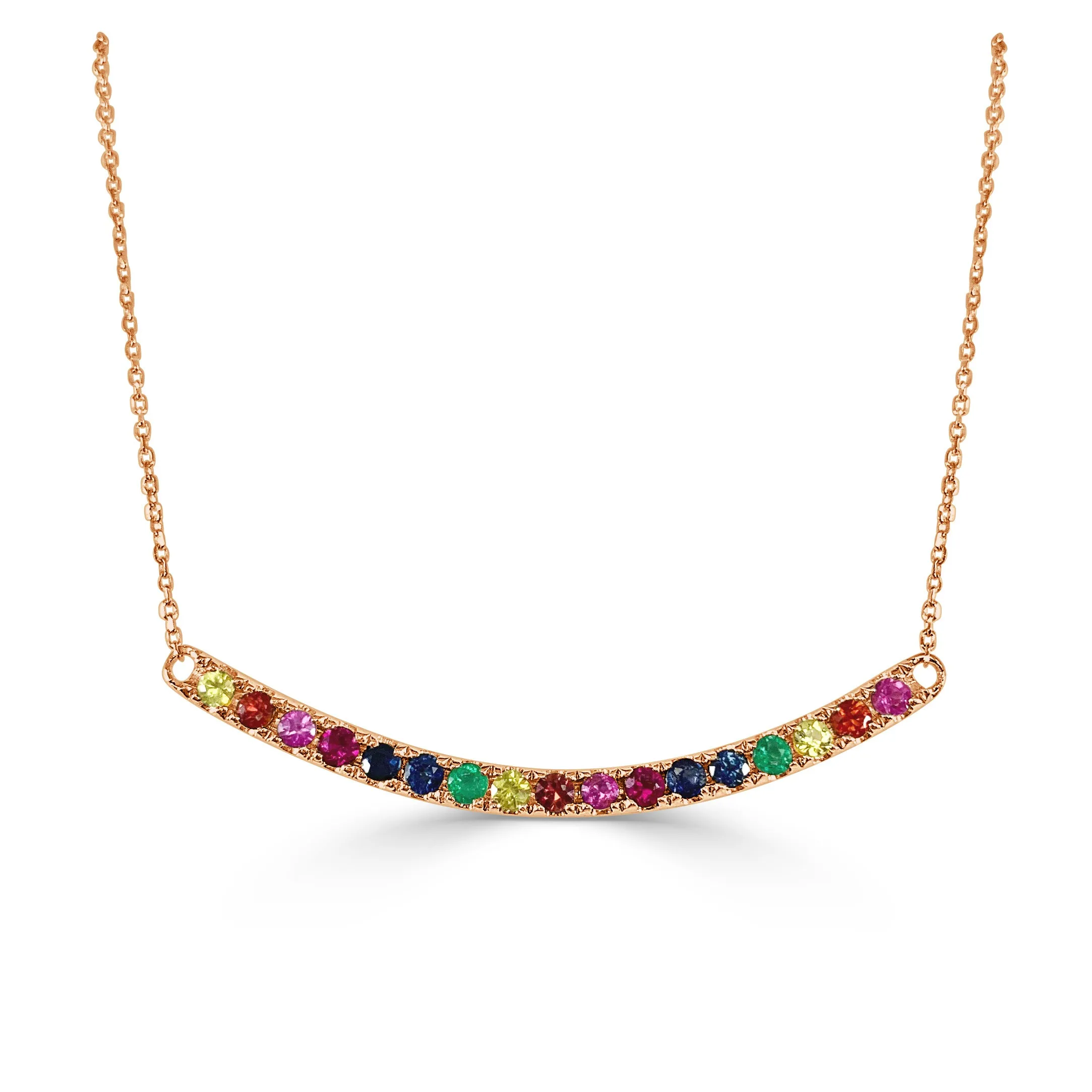 14k Gold & Rainbow Sapphire Necklace - 0.68ct