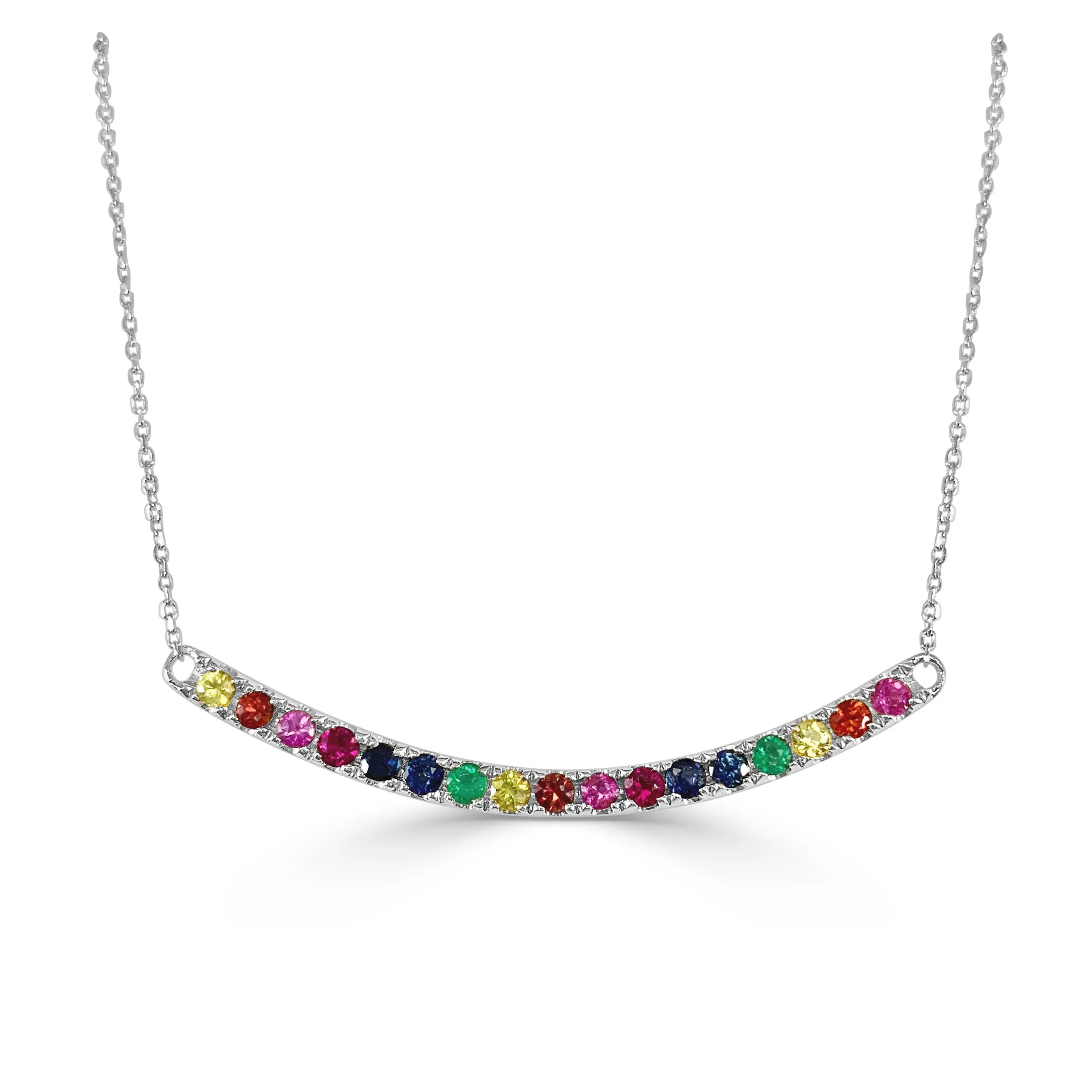 14k Gold & Rainbow Sapphire Necklace - 0.68ct