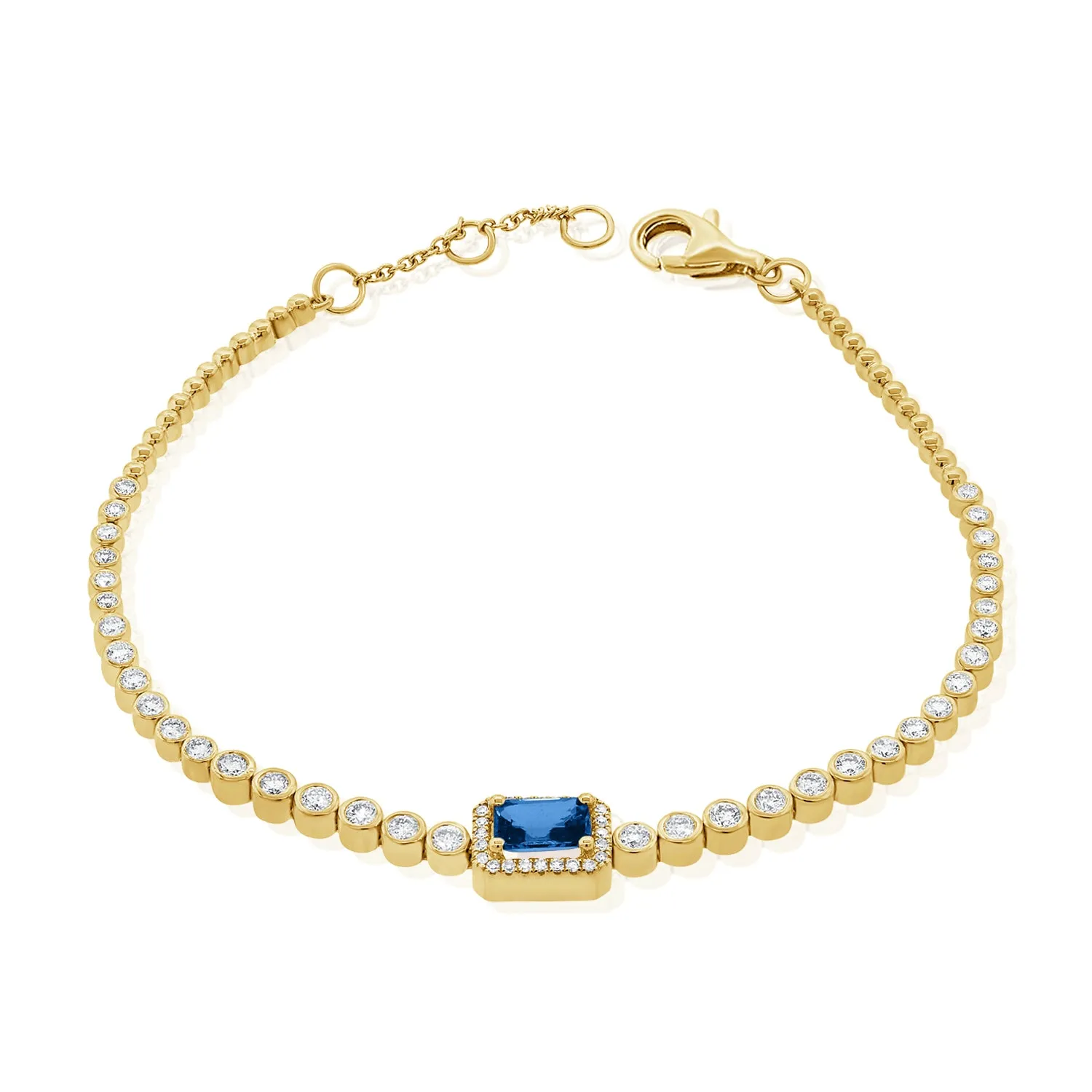 14k Gold, Blue Sapphire & Diamond Bracelet