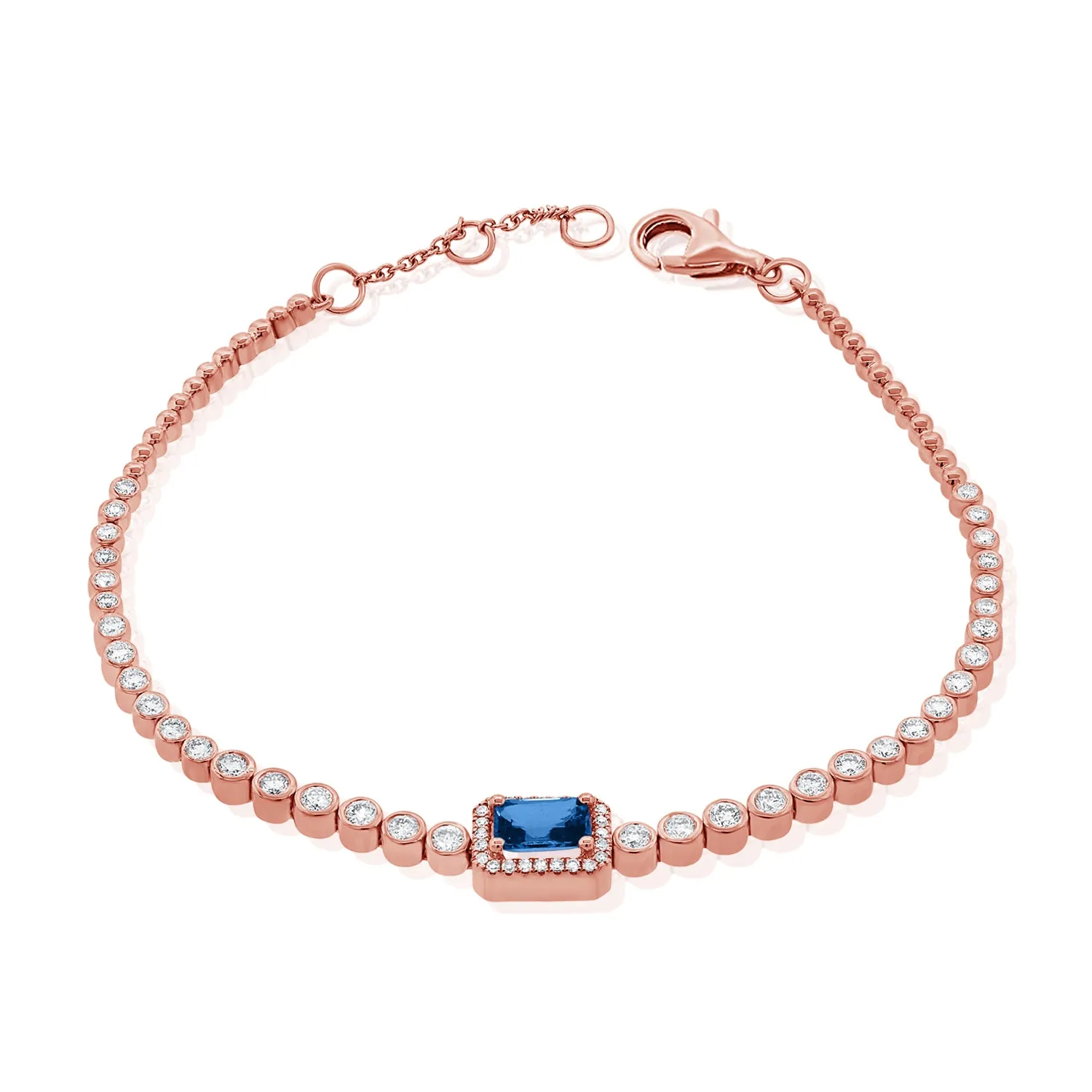 14k Gold, Blue Sapphire & Diamond Bracelet