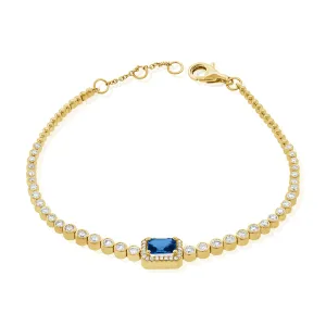 14k Gold, Blue Sapphire & Diamond Bracelet