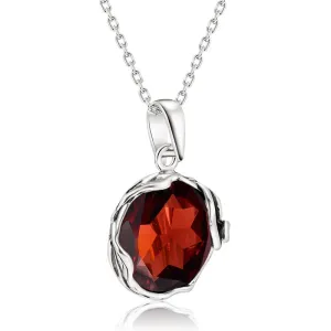 14K Gold Plated Garnet Pendant, Aquarius Birthstone