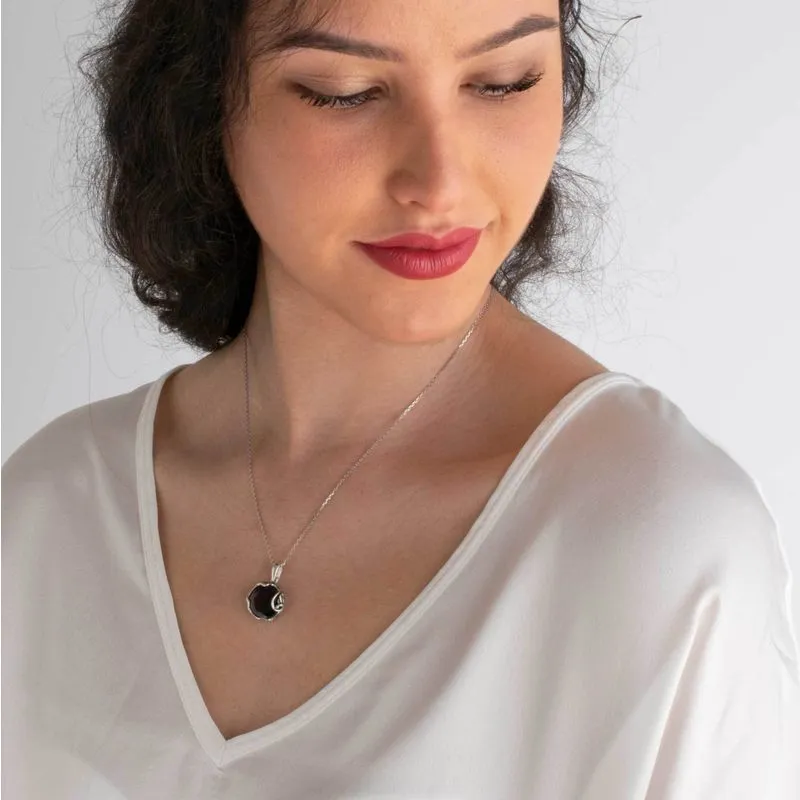 14K Gold Plated Garnet Pendant, Aquarius Birthstone