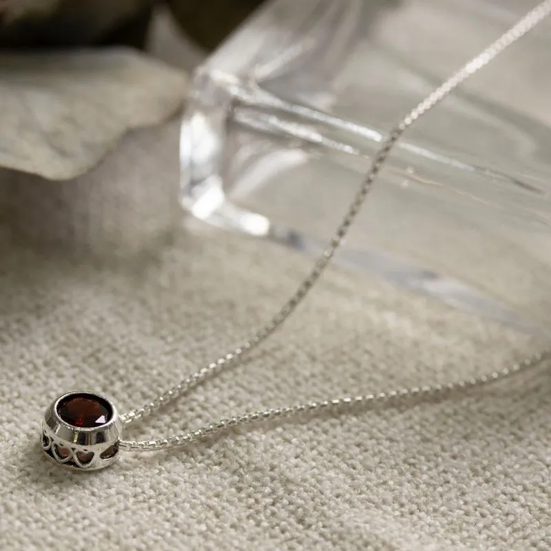 14K Gold Plated Garnet Pendant Necklace