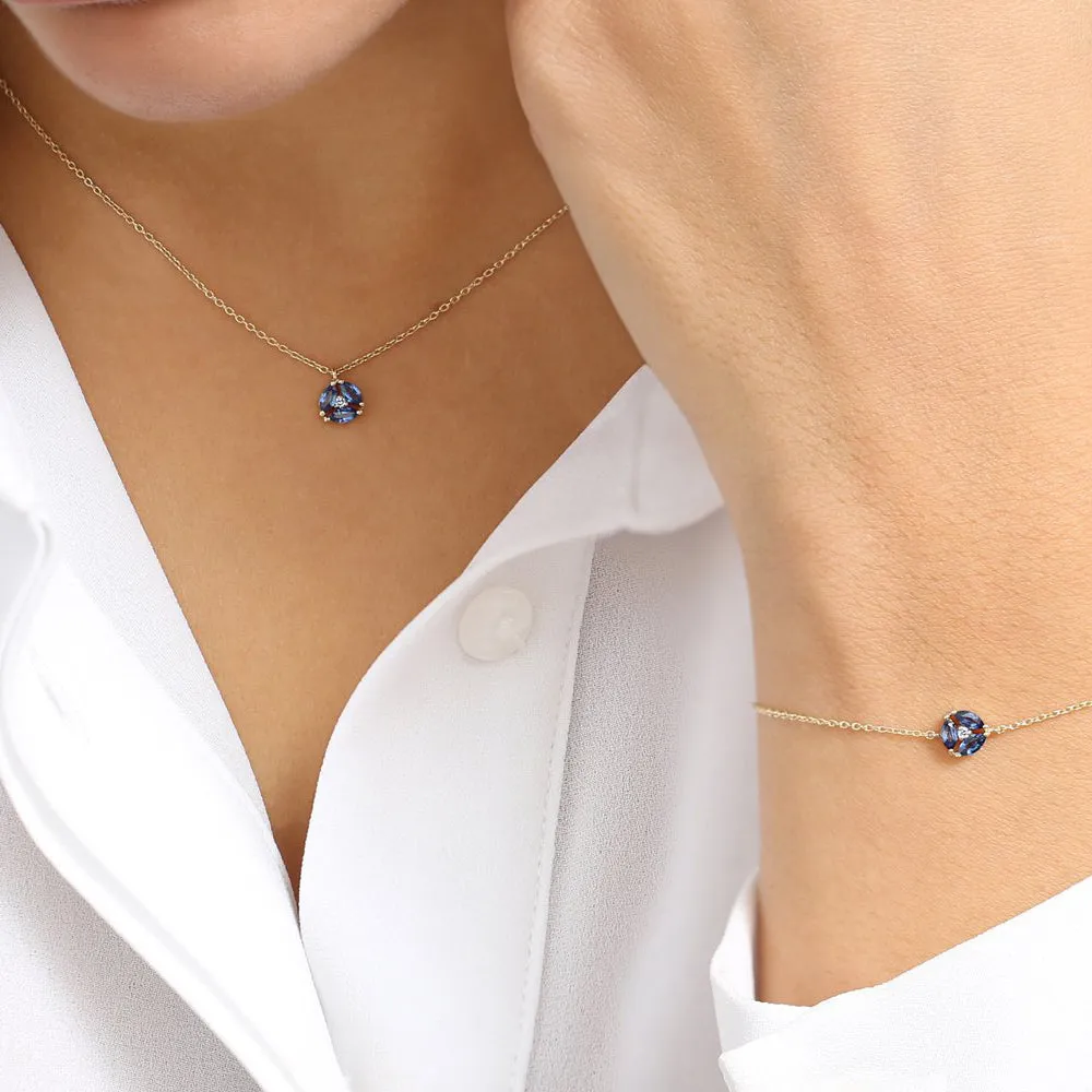14K Marquise Sapphire Cluster Necklace