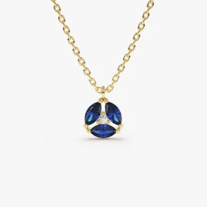 14K Marquise Sapphire Cluster Necklace