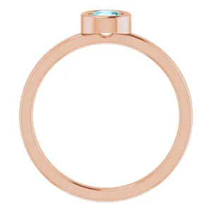 14K Rose 4.5 mm Natural Blue Zircon Ring