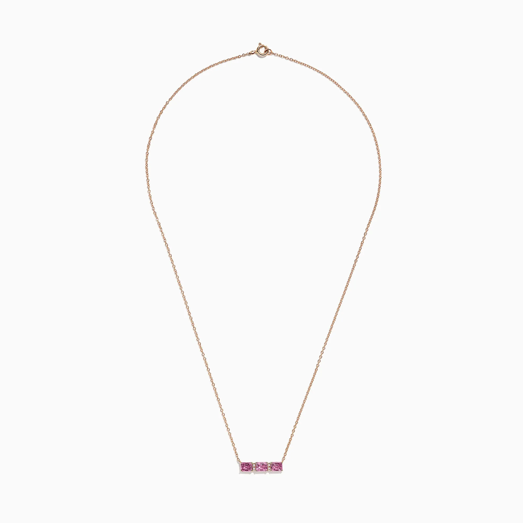 14K Rose Gold Pink Sapphire and Diamond Bar Necklace