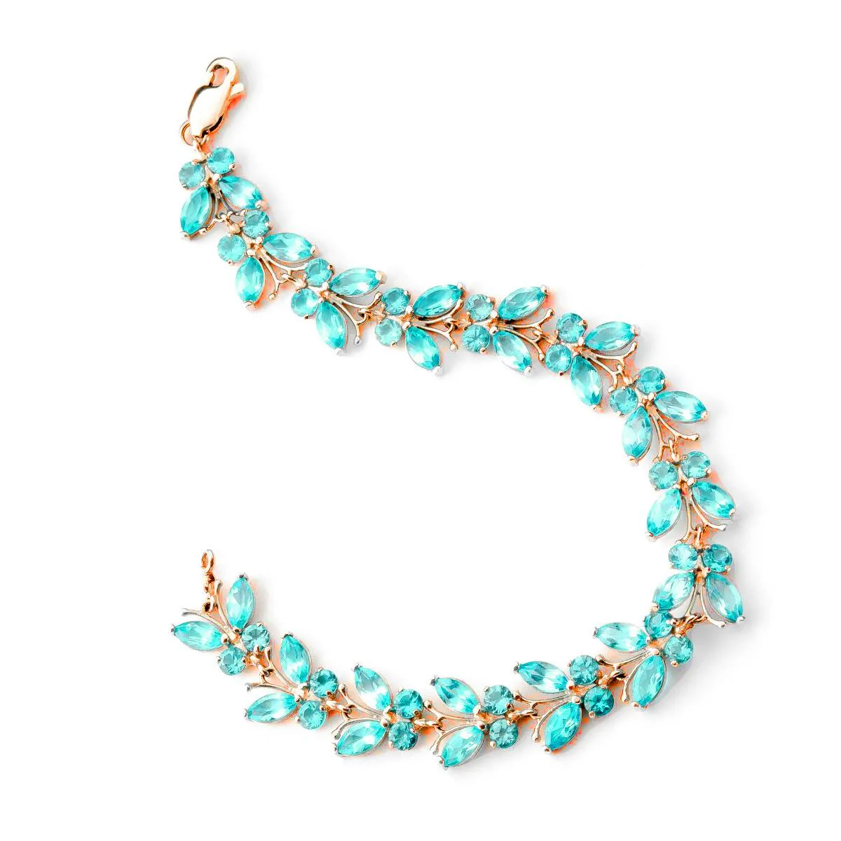 14K Solid Rose Gold Butterfly Bracelet w/ Blue Topaz