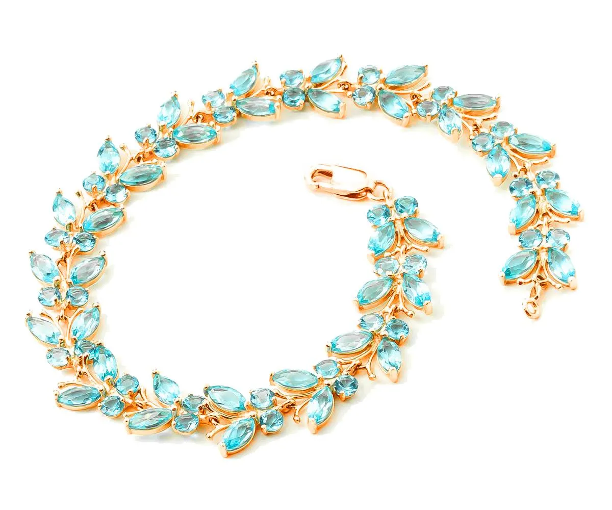14K Solid Rose Gold Butterfly Bracelet w/ Blue Topaz