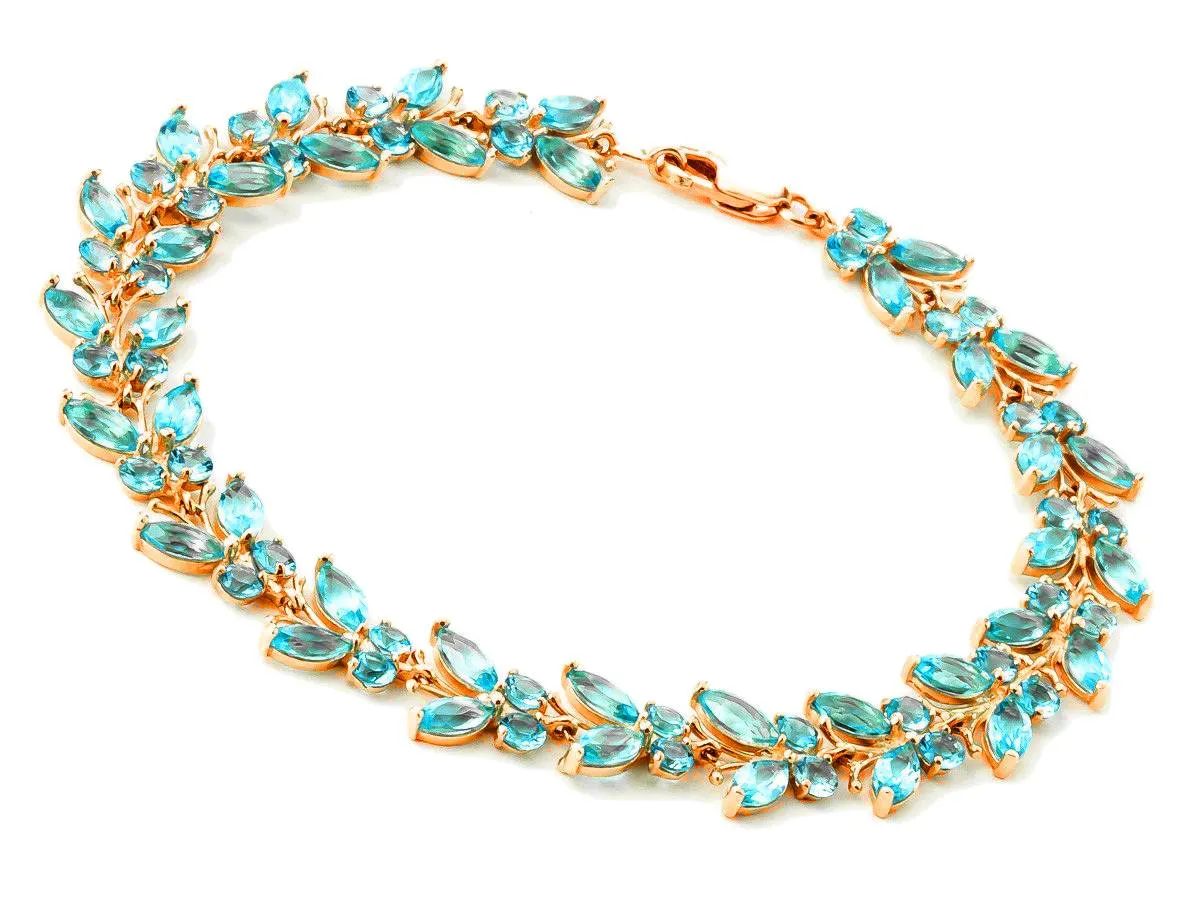 14K Solid Rose Gold Butterfly Bracelet w/ Blue Topaz
