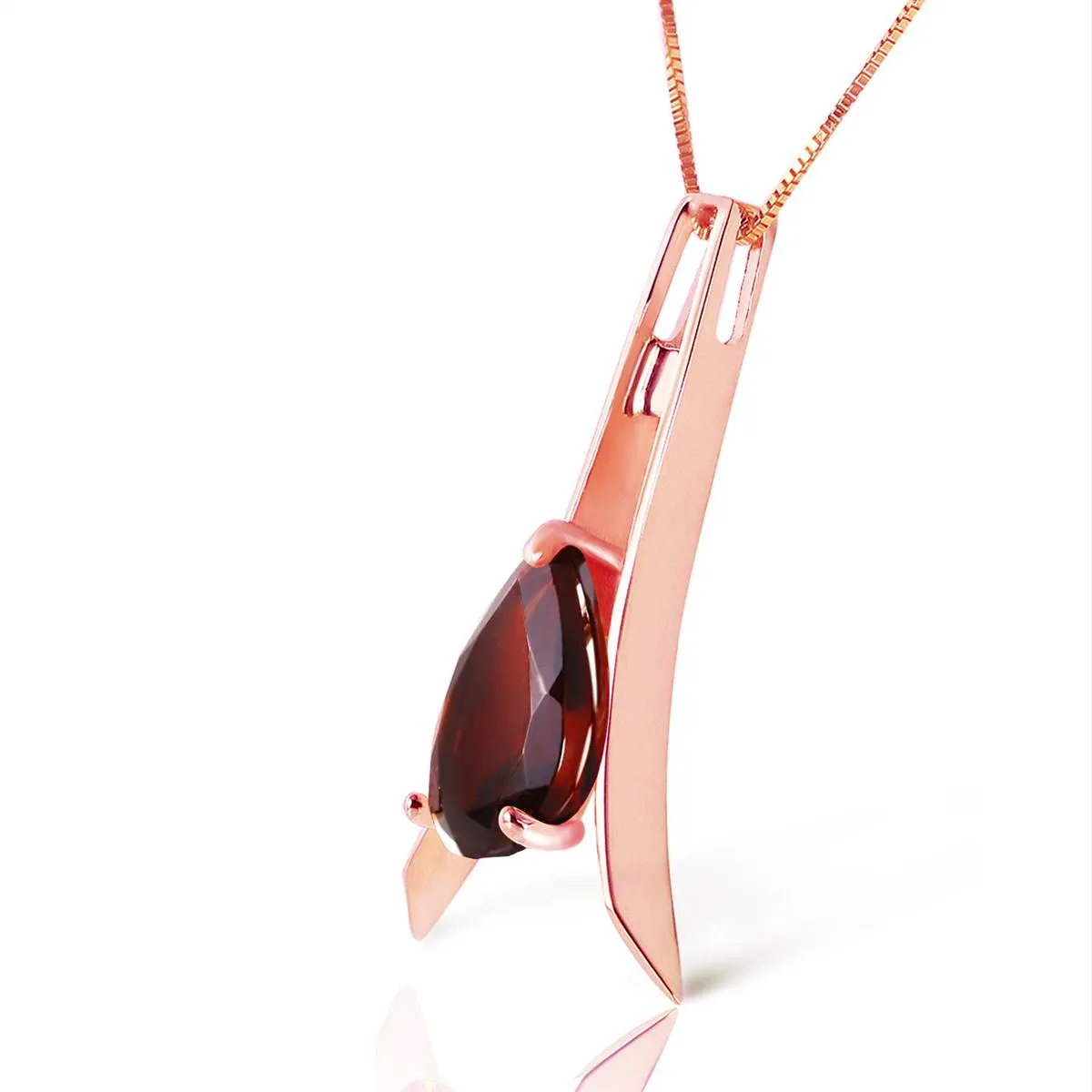 14K Solid Rose Gold Garnet Gemstone Genuine Royal Necklace
