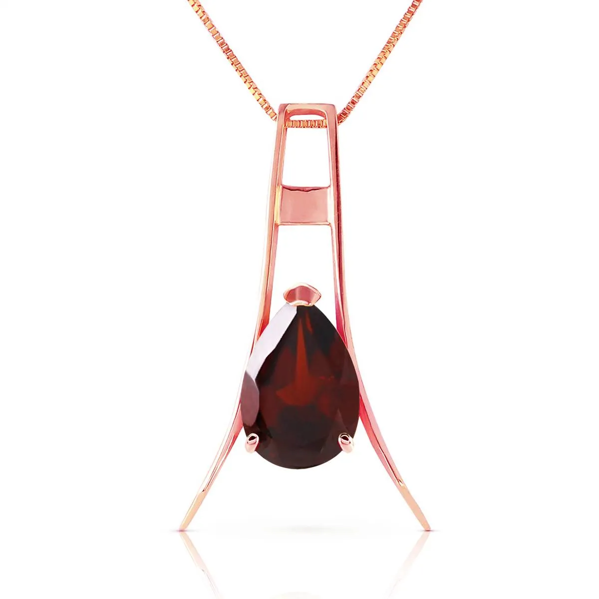 14K Solid Rose Gold Garnet Gemstone Genuine Royal Necklace