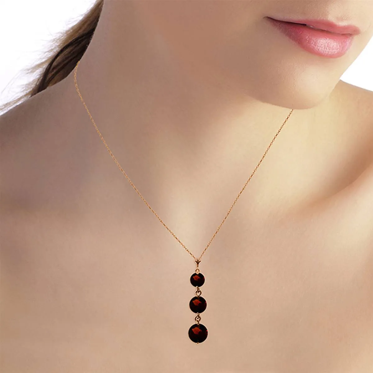 14K Solid Rose Gold Garnet Necklace Jewelry Class Imperial