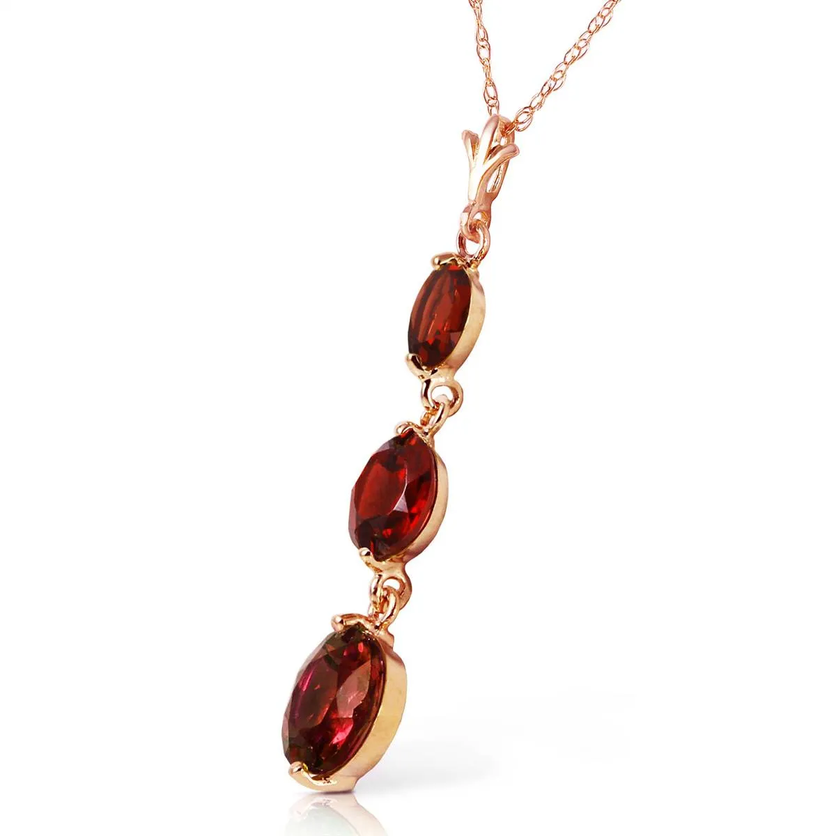 14K Solid Rose Gold Garnet Necklace Jewelry Class Imperial