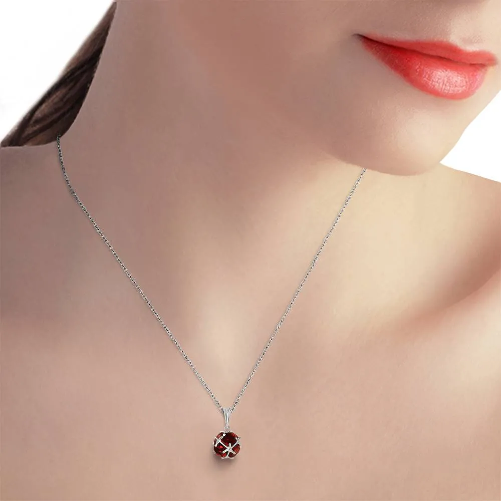 14K Solid White Gold Necklace w/ Natural Garnets