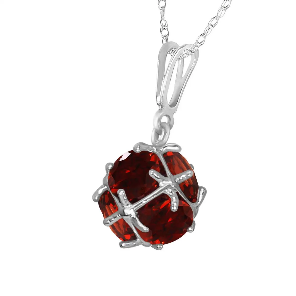 14K Solid White Gold Necklace w/ Natural Garnets